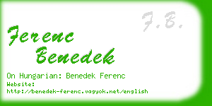 ferenc benedek business card